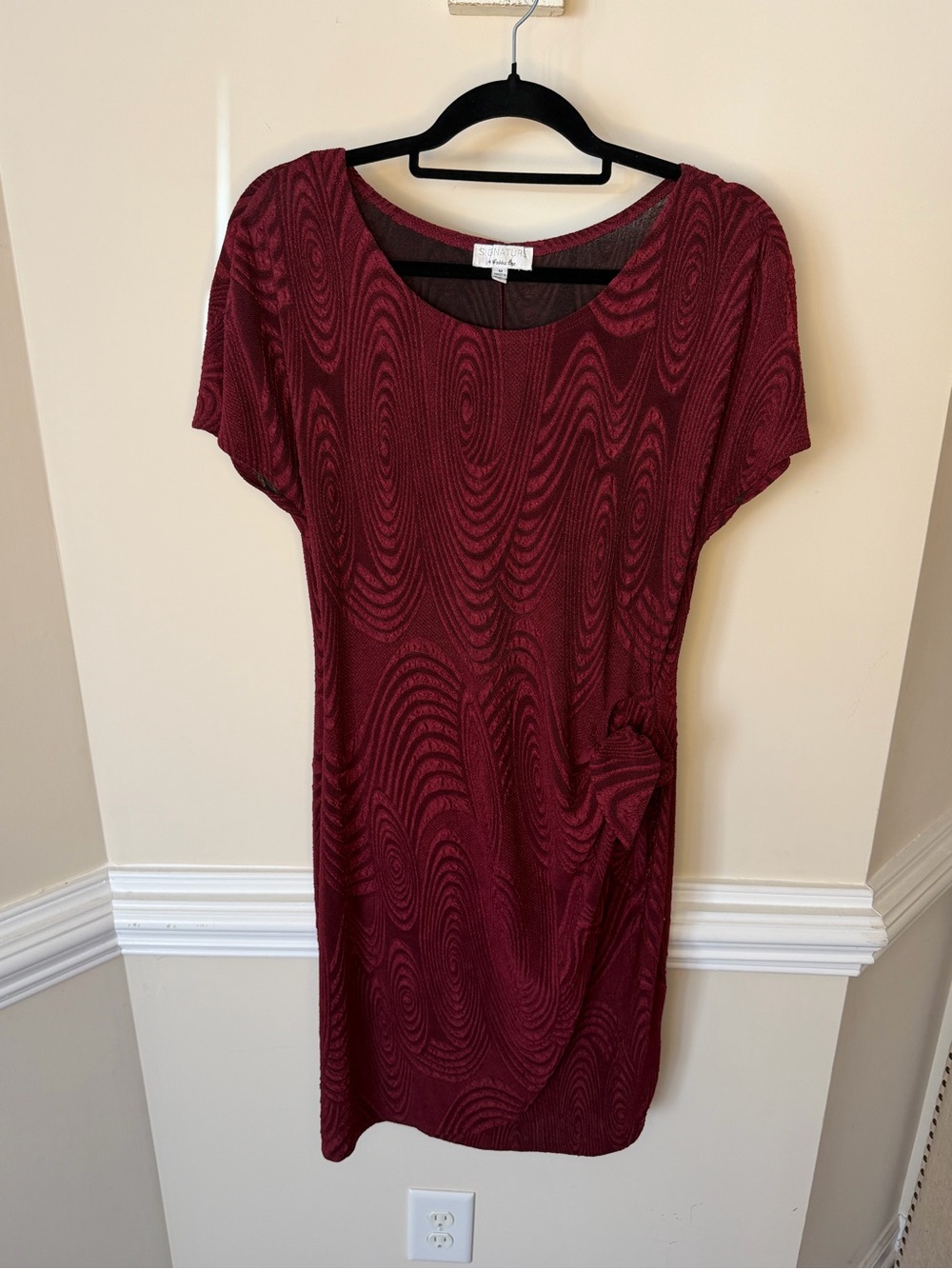 Signature by Robbie Bee Burgundy Textured Chemise